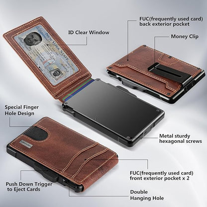 umoven Wallet for Men - with Money Clip Slim Leather Slots Credit Card Holder RFID Blocking Bifold Minimalist Wallet