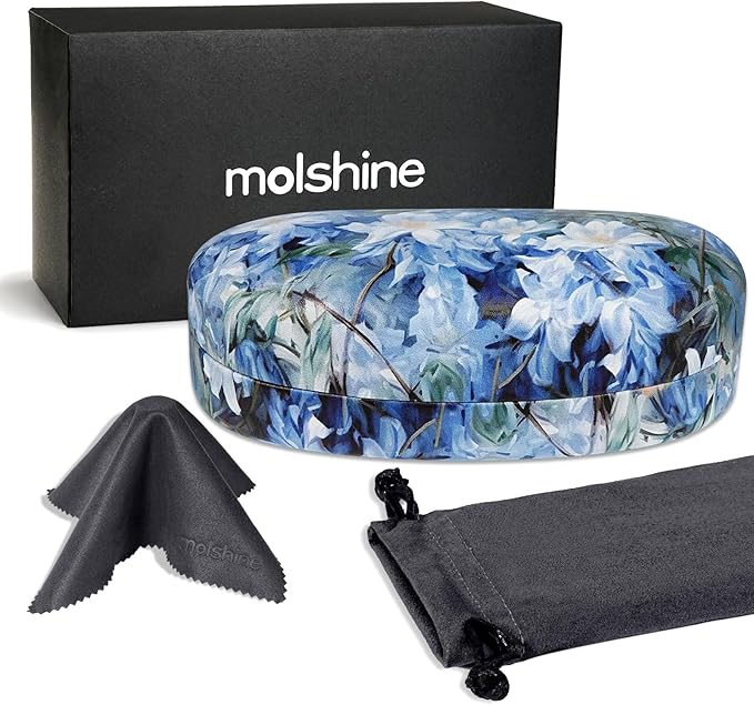 molshine Hard Shell Sunglasses Case,Classic Large Glasses Case for Sunglass, Eyeglasses with Cleaning Cloth, Pocket