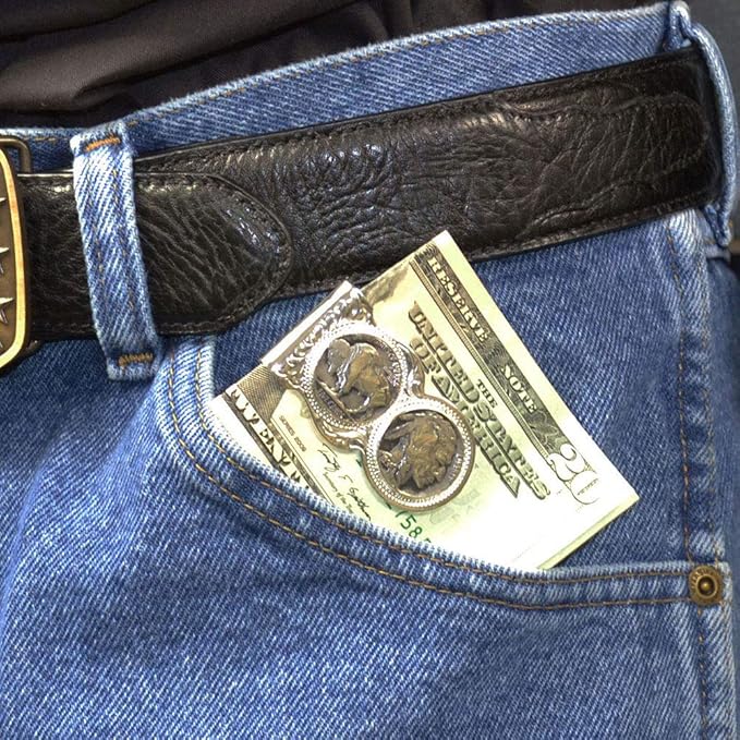 Montana Silversmiths Made in the USA Western Lifestyle Money Clip (Buffalo Indian Nickel Scalloped)