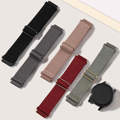 5 Pack Stretchy Nylon Watch Bands Compatible with Garmin Vivoactive 5/6/Forerunner 55/165,20mm Soft Elastic Fabric Adjustable Replacement Sport Straps for Garmin Venu Sq 2 Women Men