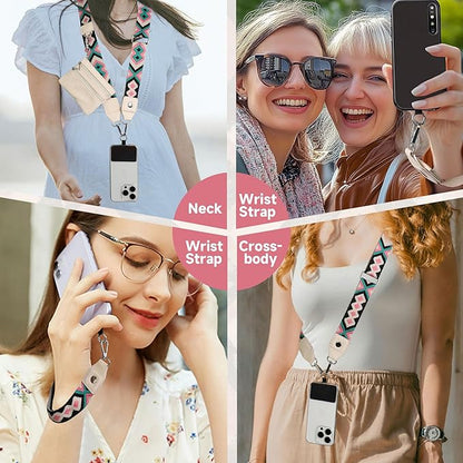 FUVLIFE Phone Lanyard Crossbody Wrist Strap, Adjustable Clip and Go Strap for Phone with Wallet Crossbody, Phone Strap with Zippered Pouch, Universal Hands-Free for All Cell Phone
