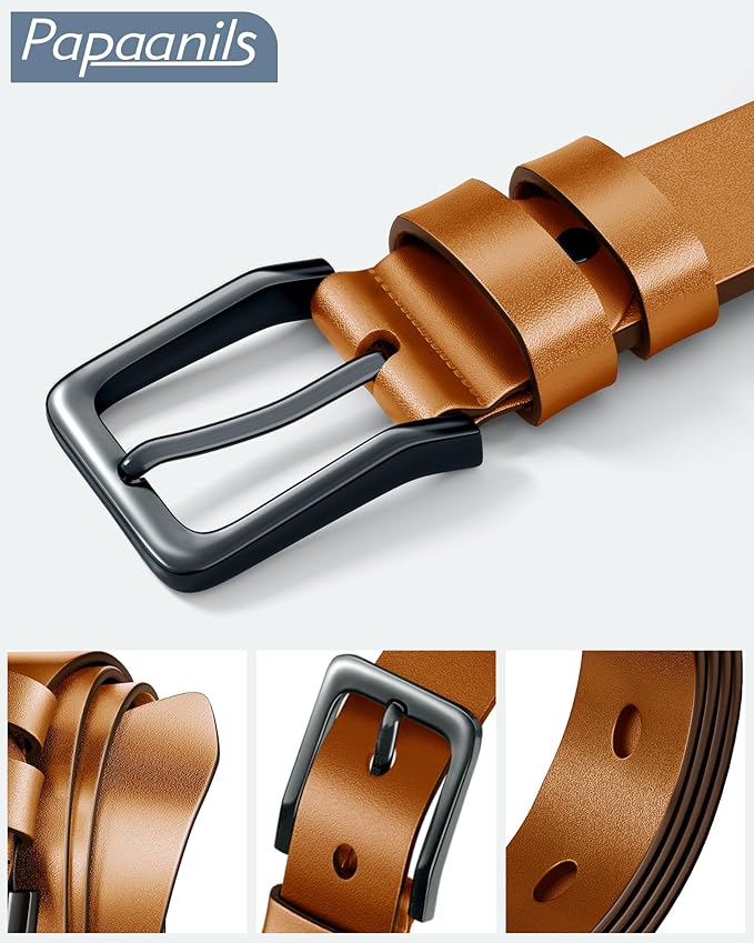 Mens Dress Belt,Genuine Casual Leather Belts for Men 1.5" Width