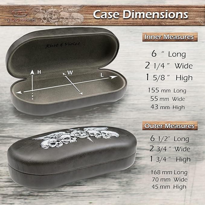 MyEyeglassCase - Large Sunglasses Case - Hard Glasses Case Holder w/Pouch & Cloth - Eyeglass Case Aviator Frames Men & Women