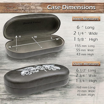 MyEyeglassCase - Large Sunglasses Case - Hard Glasses Case Holder w/Pouch & Cloth - Eyeglass Case Aviator Frames Men & Women