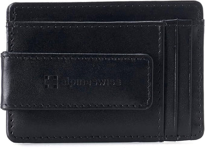 Alpine Swiss Harper Mens RFID Slim Money Clip Front Pocket Wallet Minimalist Leather ID Card Holder | RFID, Slim, Money Clip, Front Pocket, Minimalist, ID Card Holder