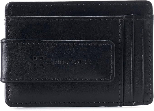 Alpine Swiss Harper Mens RFID Slim Money Clip Front Pocket Wallet Minimalist Leather ID Card Holder | RFID, Slim, Money Clip, Front Pocket, Minimalist, ID Card Holder