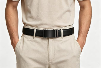 Lingli Men's Belt,Ratchet Dress Belt with Automatic Buckle Brown/Black-Trim to Fit-35mm wide