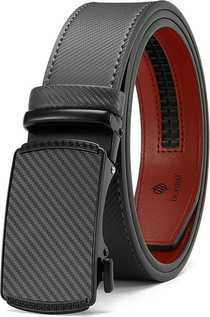 DOOPAI Belt Men, Ratchet Dress Adjustable 1 3/8" Sliding Leather Designer, Size Length Can be Cut, with Gift Box