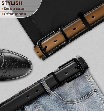 BULLIANT Men's Belt,Reversible Belt Adjustable For Gift Men 1.25”-Cut For Fit-2 Sides in 1 Belt(Not 2)