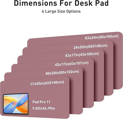 Aothia Faux Leather Desk Mat - Large Mouse Pad, Non-Slip PU Leather Blotter, Waterproof Writing Surface for Office and Home (Dark Pink, 63" x 17")