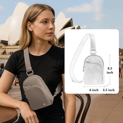 INICAT RFID Blocking Sling Bag, Anti Theft Crossbody Bag for Women, Travel Fanny Pack Style Purse, Vegan Leather