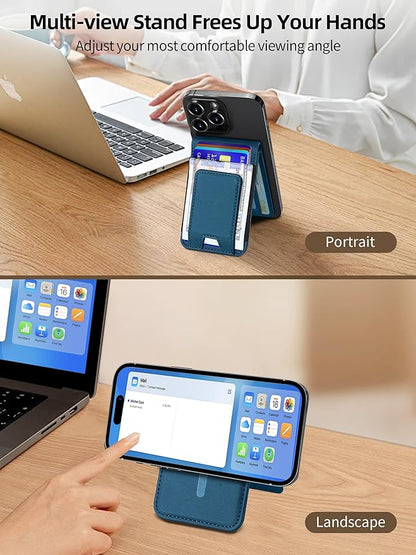 TopMade for MagSafe Wallet with Money Clip, Works with Apple Find My, Magnetic Wallet for iPhone 17/16/15/14/13/12 Series, for iPhone Wallet Stand with Finder Tracker, Dark Blue