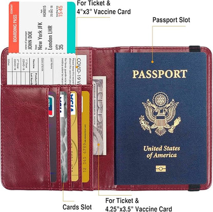 Premium Passport Holder for Travel, RFID Blocking Passport Cover Slim, Durable & Travel-Friendly, Passport Wallet Keep Your Documents Safe & Organized (Wine Red)