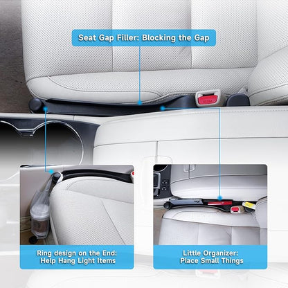 Givifive Car Seat Gap Filler Set of 2, 3IN1 Seat Side Gap Filler Plug with Storage Slot & Hook Function, Soft Foam Universal Fit Car SUV Truck Fill Gap Between Seats Console Organizer（Narrow Black）