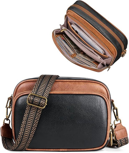 Crossbody Bags with Built-in Wallet, Anti-Theft Travel Purse with Card Slots, Trendy Vegan Shoulder Bag for Women Men