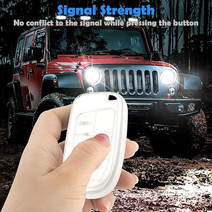 XIYANG TRADE for Jeep Key Fob Cover with Keychain,Soft TPU Key Case Shell Full Protection for Grand Cherokee Renegade Chrysler 200 300 Dodge RAM Durango Challenger Journey Dart Fiat Smart Key (White)
