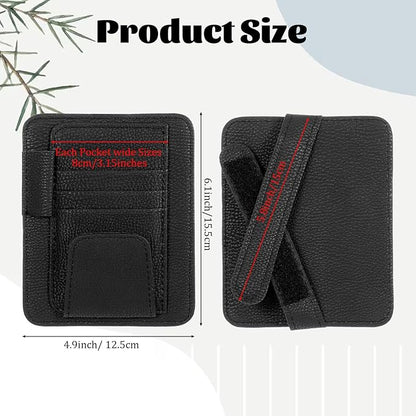 Small Leather Car Sun Visor Organizer and Insurance Card Holder, Auto Car Sun Visor Organizer, Multifunctional Auto Interior Accessories Storage Pocket for Card License Registration Document, Pen, Key