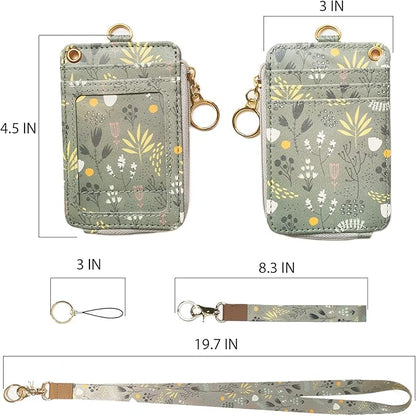 bolimoss Lanyard with Wallet,Zip ID Case with Lanyard,Lanyard Badge Holder,Lanyard Wallet for Women,Fashion Lanyard Wallet, ID Case Wallet with Lanyard（ Light Grey ）