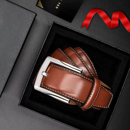 MILORDE Men's Genuine Leather Dress Belt, Handmade, 100% Cow Leather, Fashion & Classic Designs for Work Business and Casual