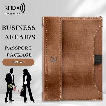 Passport Holder for Travel Essentials, RFID Blocking PU Leather Passport Wallet Cover Card holder Case Passport Book Holders for Women and Men, Brown