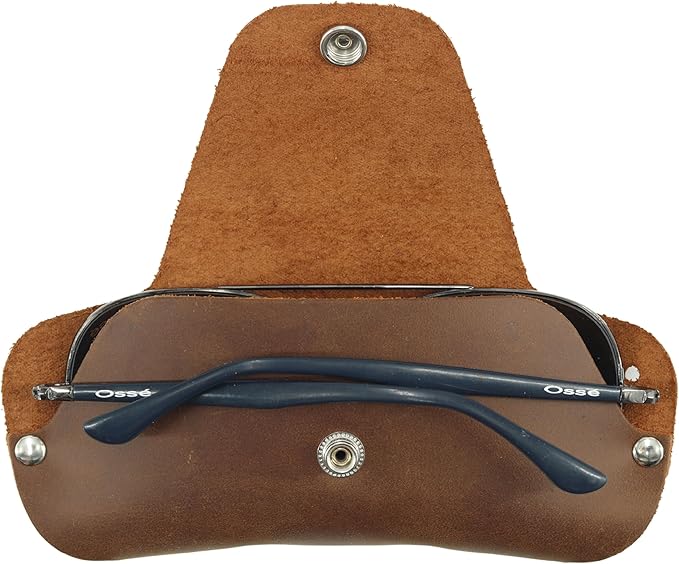 Toprank Leather Eyeglass Case - Handmade Slim Sunglasses Holder, Genuine and Universal Fit for Men and Women