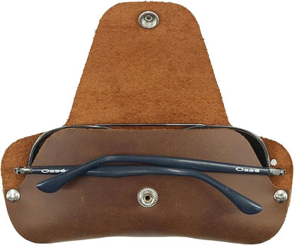 Toprank Leather Eyeglass Case - Handmade Slim Sunglasses Holder, Genuine and Universal Fit for Men and Women