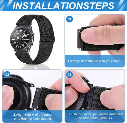 Compatible with 16mm 18mm 19mm 20mm 22mm 24mm Watch Bands Quick Release Replacement Wristband,Adjustable Stretchy Nylon Solo Loop Straps Fabric Braided Sport Elastic Bands for Men Women