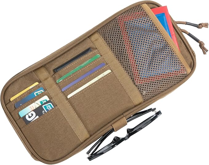 EXCELLENT ELITE SPANKER Car Sun Visor Organizer Auto Interior Accessories Visor Storage Pouch Holder for Car, SUV, Truck with Multi-Pocket(Coyote Brown)
