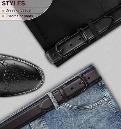 BULLIANT Men Belt Multi Pack,Leather Belt For Gift Men Golf Dress Casual Jean 7Holes 1 3/8"