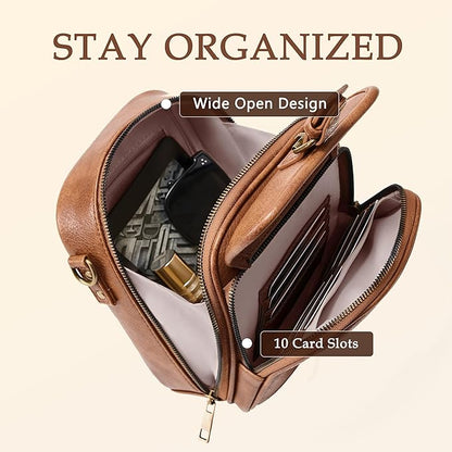 Small Messenger Bag Vegan Leather Crossbody Bag for Women Men, Vintage Cross Body Shoulder Purse with Card Slots