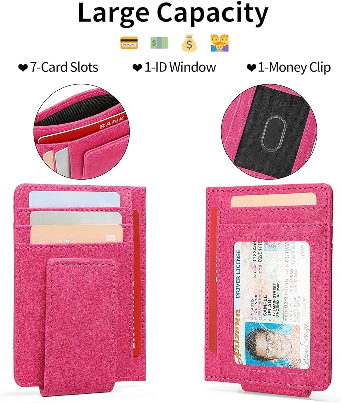 Magnetic Closure Slim Wallet for Men Leather RFID Blocking Minimalist Front Pocket Money Clip Wallet Credit Card Holder