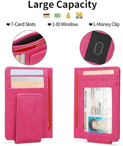 Magnetic Closure Slim Wallet for Men Leather RFID Blocking Minimalist Front Pocket Money Clip Wallet Credit Card Holder