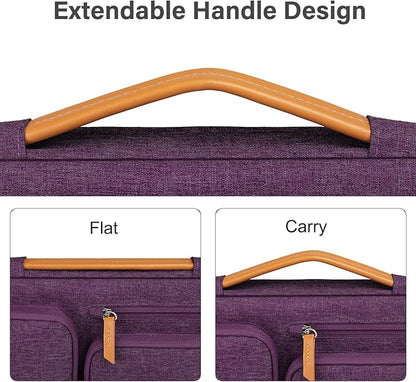 MOSISO 360 Protective Laptop Case 13.3 inch, 13-13.3 inch Laptop Sleeve Compatible with MacBook Air/Pro 13 / Pro 14,HP Dell Acer ASUS,Side Open Carrying Case with 4 Zipper Pockets&Handle,Argyle Purple