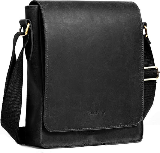 Leathario Crossbody Bag for Men Genuine Leather Small Messenger Shoulder Purse Side Vintage Satchel for Work Travel Daily