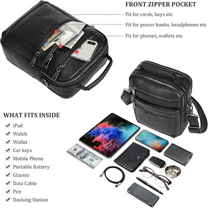 Polare Italian Full Grain Leather Messenger Bag Vintage Chest Shoulder Crossbody Bag Casual Sling Business Handbag for Men