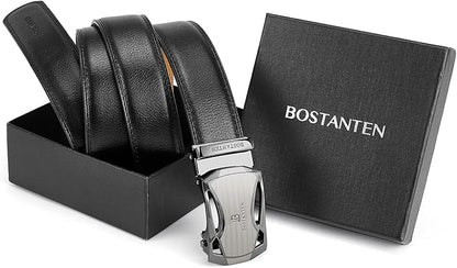 BOSTANTEN Mens Belt Leather Ratchet Belt For Men Dress and Casual with Adjustable Buckle, Trim to Fit
