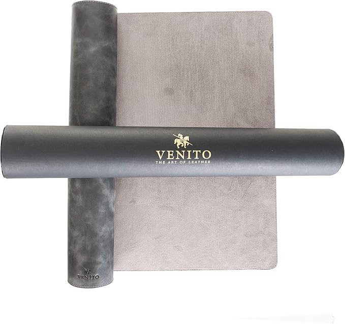 Venito Premium Leather Desk Mat (36 X 19 inch) - Large Computer Desk Mat for Home Office Accessories (Faded Gray)*