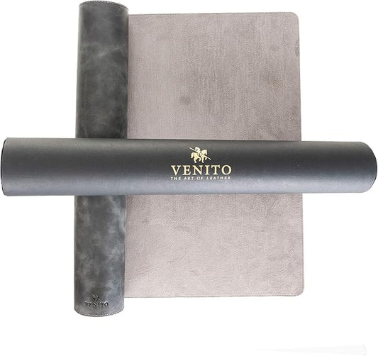 Venito Premium Leather Desk Mat (36 X 19 inch) - Large Computer Desk Mat for Home Office Accessories (Faded Gray)*