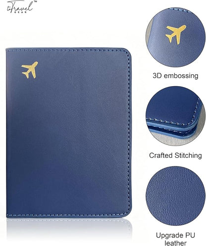 Passport Holder for Travel Essentials,RFID Blocking Passport Cover Case for Travel Accessories,Travel Wallet for Women Men (Navy Blue)