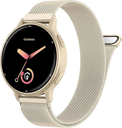 18mm 20mm Metal Band Compatible for Garmin Vivoactive 5/6/4S/3 Watch Bands, Soft Stainless Steel Mesh Strap for Garmin Venu 3S/Venu 2S/Sq Watch Band, Forerunner 55/245/255S/265S Watch Band Women Men