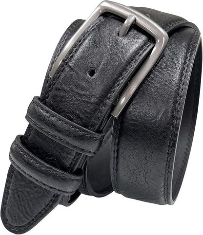Men's Vegan Faux Leather Belt Classic Work Business Dress Belt 1-3/8"(35mm) wide