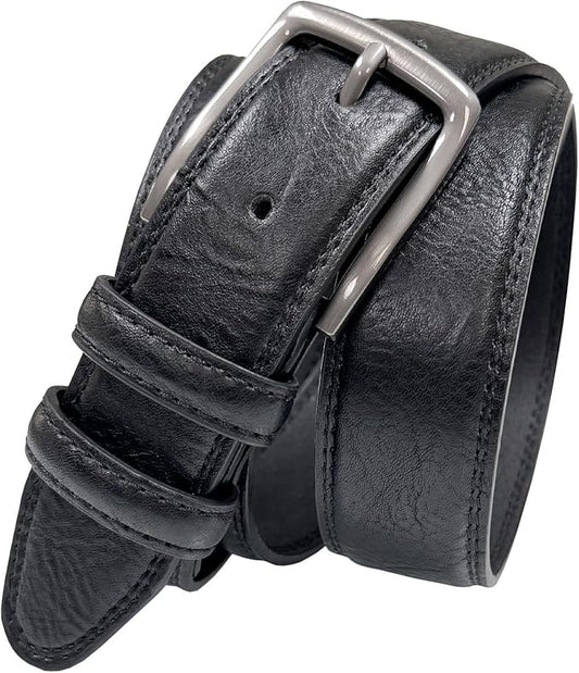 Men's Vegan Faux Leather Belt Classic Work Business Dress Belt 1-3/8"(35mm) wide