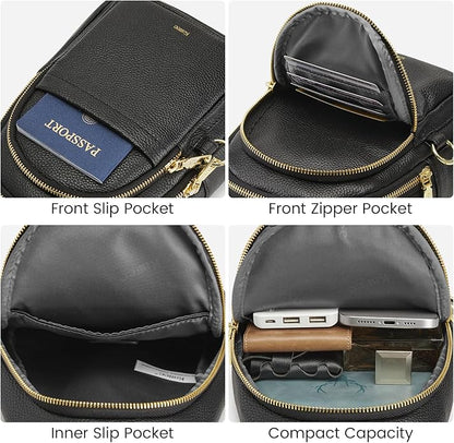 Kattee Sling Bag for Women, Leather Fanny Packs Crossbody Purse, Small Chest Bag for Travel with RFID Blocking