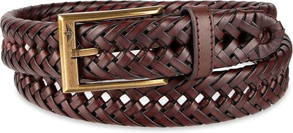DOCKERS Men's Braided Leather Belt, Fully Adjustable Casual Strap for Everyday Wear