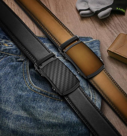 BULLIANT Men Belts 2 Pack,Ratchet Sliding Belt Adjustable For Gift Mens Dress Casual 1 3/8",Cut for Fit