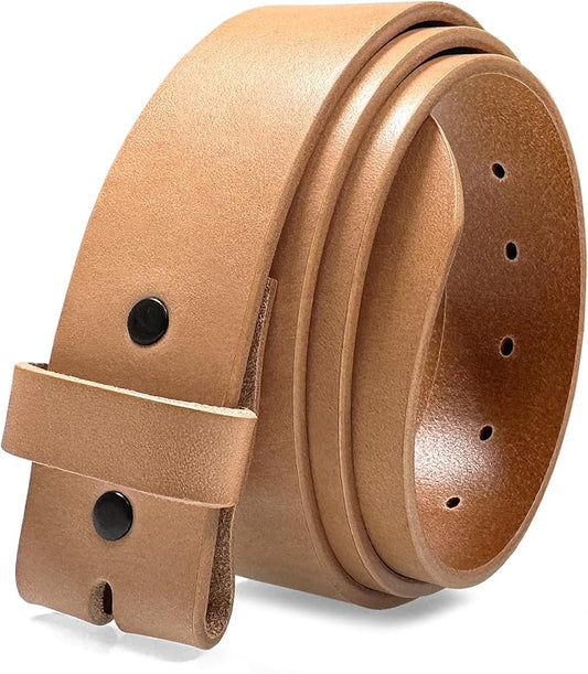 100% One-Piece Full Grain Leather Belt Straps with No Slot Hole/Slot Hole/Heavy-Duty, Multi Options 1-1/2" (38mm) Wide