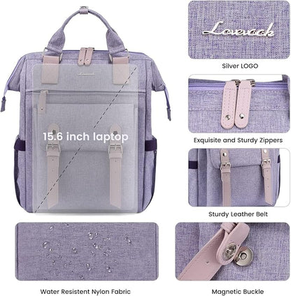LOVEVOOK Laptop Backpack for Women, 15.6 Inch Teacher Nurse Bag Work Travel Computer Backpacks Purse, College Bookbag for School, Water Resistant Daypack, 15.6 inch