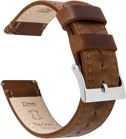 BARTON WATCH BANDS - Top Grain Leather Watch Bands Compatible with Apple Watch Models - 1, 2, 3, 4, 5, 6, 7, 8, 9, 10, SE, Ultra & Ultra 2