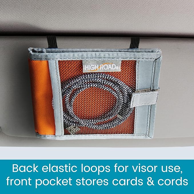High Road Car Registration and Insurance Card Holder for Sun Visor, Glove Box or Console with 2 Clear Hidden Car Document Pockets and Front Card Pocket