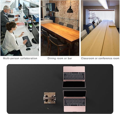Cacoy 66.9" x 35.4" Leather Desk Mat, Large Computer Mouse Pad, PU Leather Desk Blotters Pad Protector, Extended Desk Mats on Top of Desks, Waterproof Desk Writing Pad for Office and Home (Black)